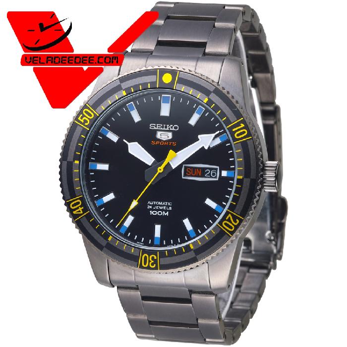 Seiko นาฬิกา 5 Sport Automatic Sport Automatic นาฬิกาข้อมือ Stainless BLACK รุ่น SRP737K1