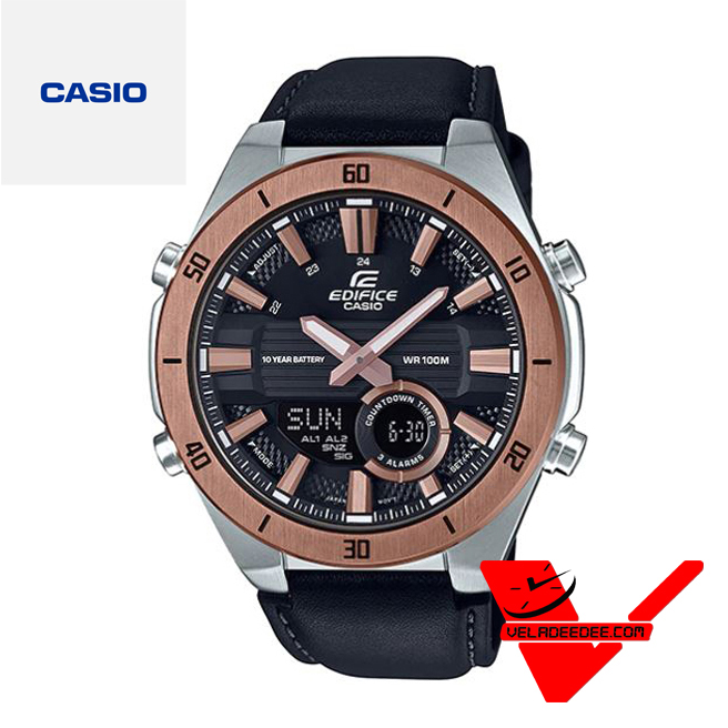 Casio Edifice (ประกัน CMG ศูนย์เซ็นทรัล1ปี) นาฬิกาข้อมือสุภาพบุรุษ 2 ระบบ สายหนัง รุ่น ERA-110GL-1AV
