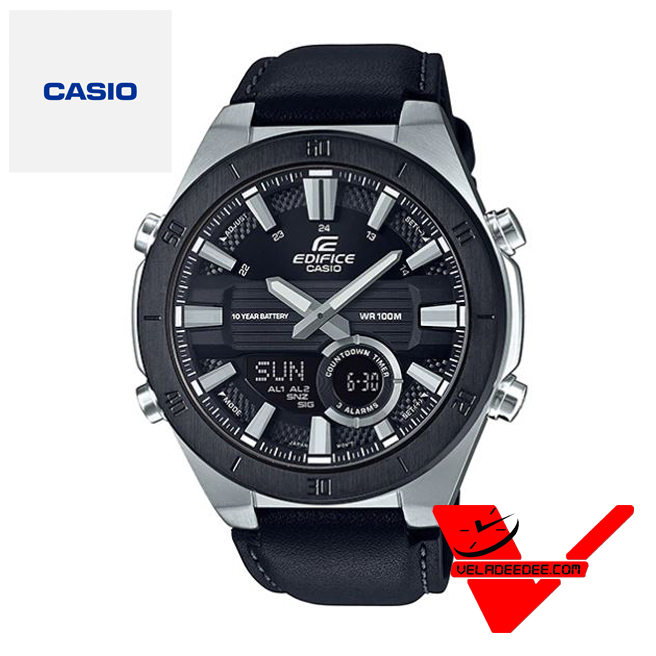 Casio Edifice (ประกัน CMG ศูนย์เซ็นทรัล1ปี) นาฬิกาข้อมือสุภาพบุรุษ 2 ระบบ สายหนัง รุ่น ERA-110BL-1AV