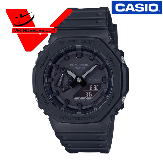 veladeedee CASIO G-SHOCK นาฬิกาข้อมือชาย สายเรซิ่น (ประกัน CMG 1 ปี) รุ่น GA-2100-1A1DR (สีดำขีดดำ) 