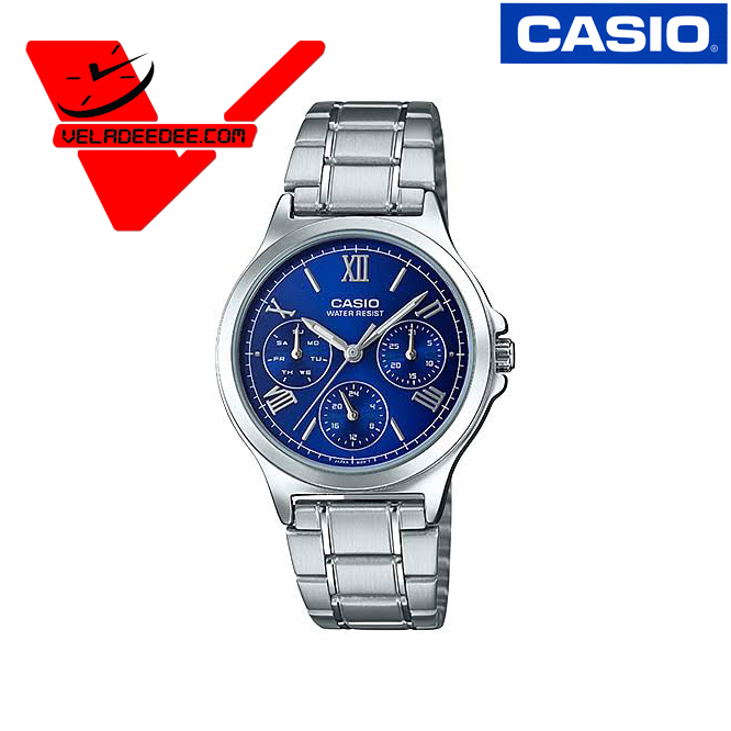 Casio (ประกันCMG) นาฬิกาข้อมือผู้หญิง รุ่น LTP-V300D-2A2 (หน้าน้ำเงิน)