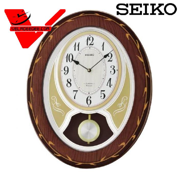 Seiko นาฬิกาแขวน เสียงดนตรี Hi-Fi ตีบอกเวลาทุก 15 นาที ได้ แนวโมเดิล ร่วมสมัย รุ่น QXM364B