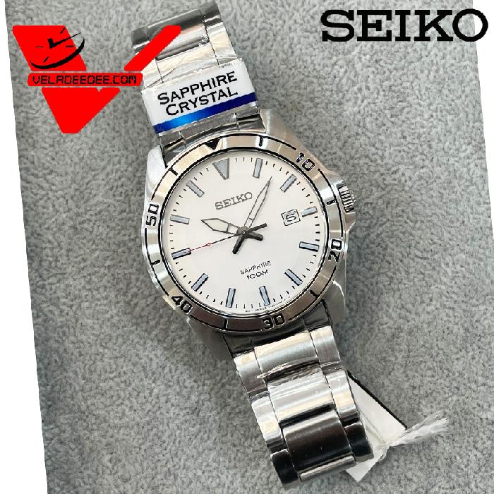 Seiko SGEH59P Quartz Sapphire Glass นาฬิกาข้อมือผู้ชาย ตัวเรือนและสายเป็นสแตนเลส รุ่น SGEH59P1 
