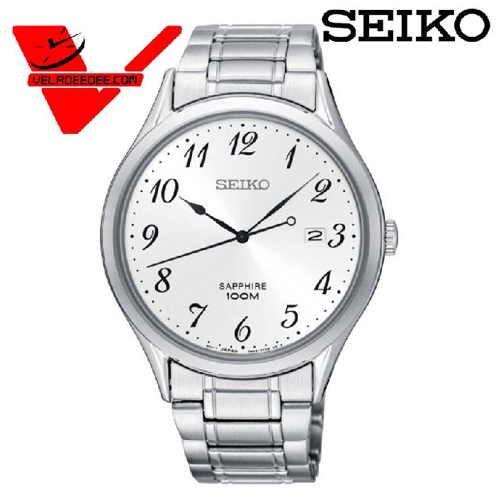  Seiko SGEH73P Quartz Sapphire Glass นาฬิกาข้อมือผู้ชาย ตัวเรือนและสายเป็นสแตนเลส รุ่น SGEH73P1 