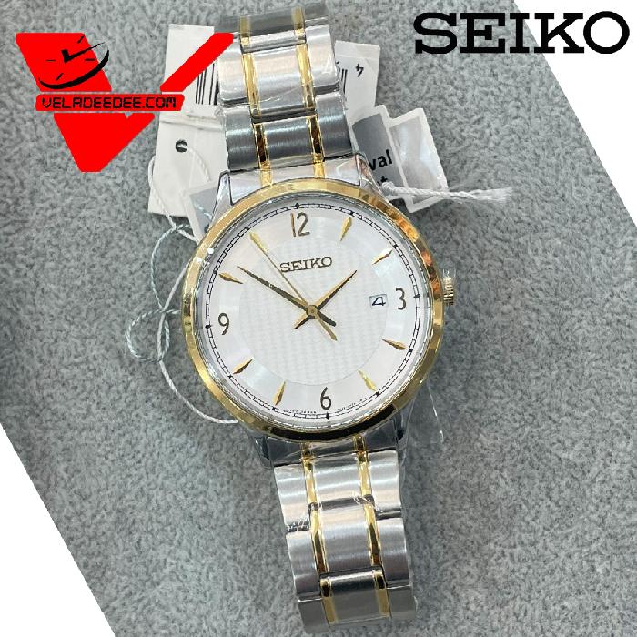  Seiko SGEH82P Quartz Sapphire Glass นาฬิกาข้อมือผู้ชาย ตัวเรือนและสายเป็นสแตนเลส รุ่น SGEH82P1 