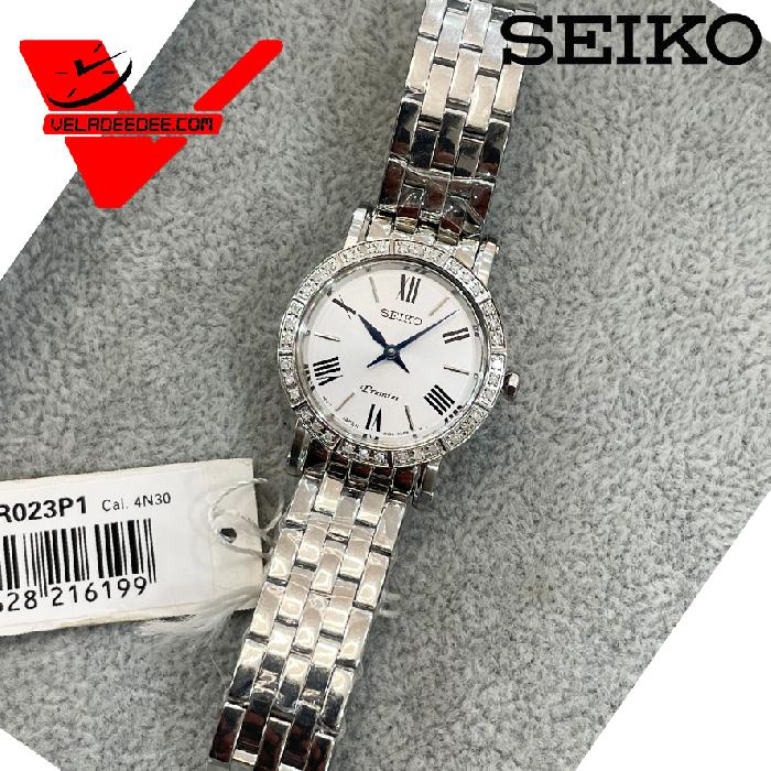Seiko premier Diamond Sapphire glass นาฬิกาข้อมือผู้หญิง สายสแตนเลส เพชรแท้ 36 เม็ด รุ่น SWR023P1