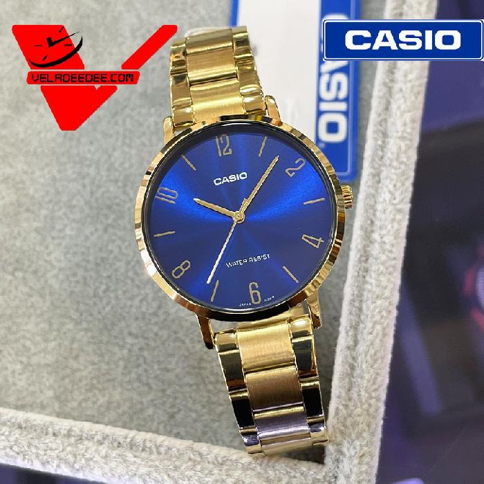 นาฬิกา Casio Standard LTP-VT01G (ประกัน CMG ศูนย์เซ็นทรัล 1 ปี) นาฬิกาข้อมือสุภาพสตรี สายสเตนเลส รุ่น LTP-VT01G-2B