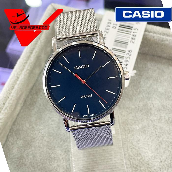 CASIO Standard นาฬิกาผู้ชาย สายสเตนเลสสตีล รุ่น MTP-E171M-2E , รับประกันศูนย์เซ็นทรัล 1 ปี (CMG) สินค้าของแท้ 100% จากร้านVELADEEDEE.COM