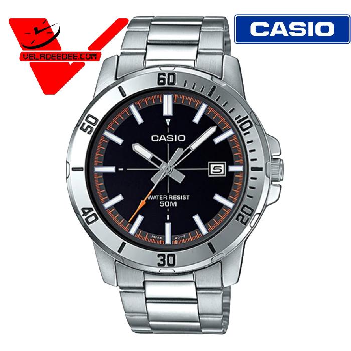 	Casio Standard นาฬิกาข้อมือ สายแสตนเลสแท้ แสดงวันที่ (ประกันCMG) รุ่น MTP-VD01D-1E2