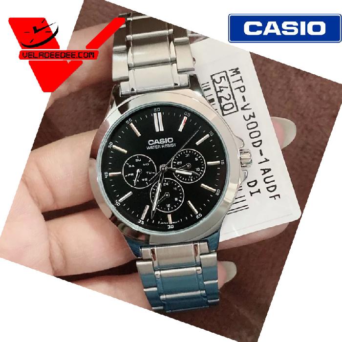 Casio Standard นาฬิกาข้อมือ สายแสตนเลสแท้ แสดงวันที่ (ประกันCMG) รุ่น MTP-V300D-1A