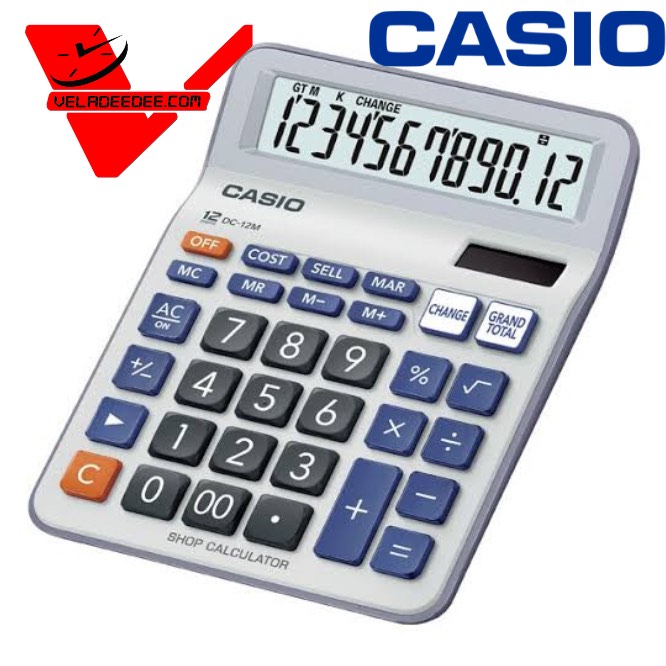 CASIO Calculator เครื่องคิดเลข DC-12M เครื่องคิดเลขตั้งโต๊ะ Casio 12 หลัก (ใช้ถ่านแบบ 2a) ประกันศูนย์เซ็นทรัล 2ปี รุ่น DC-12M ตัวเลขใหญ่ เปลี่ยนถ่านได้เอง