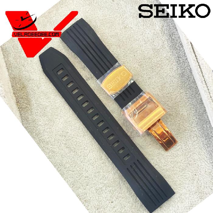 สายนาฬิกา สายแท้ ไซโก้ Seiko สายเปลี่ยนแท้ สายสิลิโคน หัวสีทอง รุ่น หัวโค้ง 22มม สินค้าใหม่ สินค้าแท้ 100%